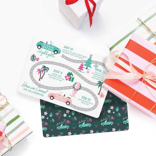 Year End Highlight Tropical Christmas Let's Roll  Holiday Card (Creator Uploaded)