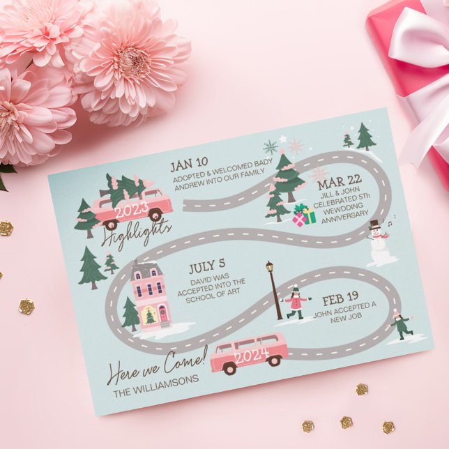 Year End Highlight Van Life Christmas Road Map Holiday Card (Year End Highlight Van Life Christmas Road Map Holiday Card)
