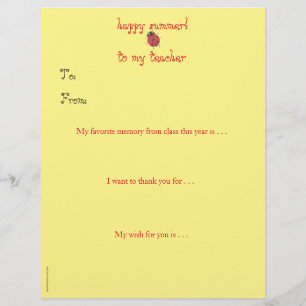 Year-end personalised teacher thank you - ladybug