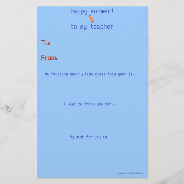 Year-end teacher thank you note (Front)