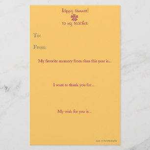 Year-end teacher thank you note