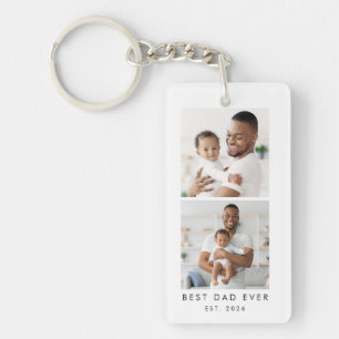 Year Established Best Dad Ever 2 Photos Key Ring