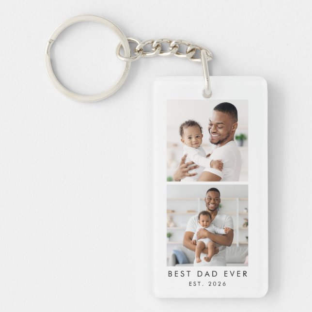 Year Established Best Dad Ever 2 Photos Key Ring (Front)