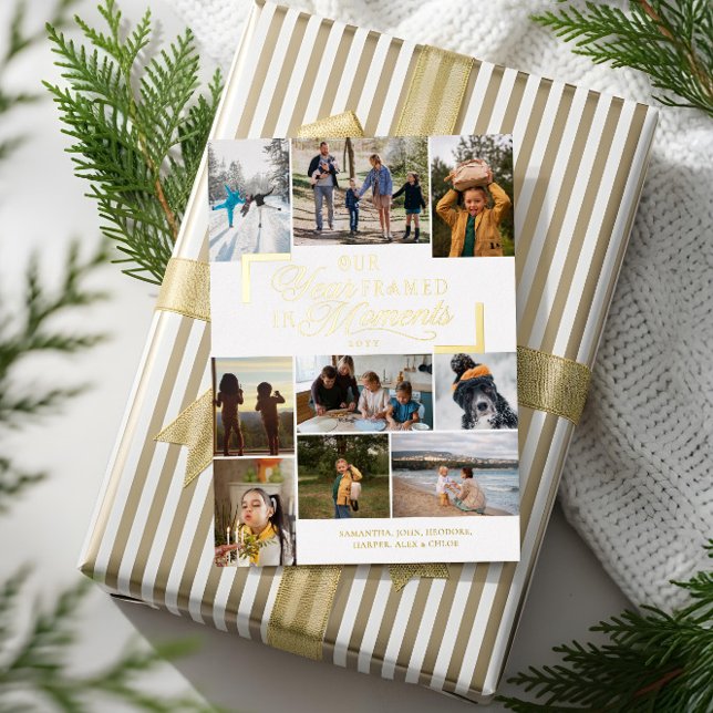 Year Framed in Moments Family Photos Christmas (Year Framed in Moments Family Photos Christmas Foil Holiday Card)