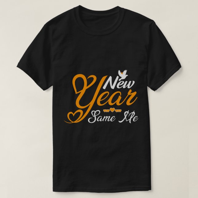 "Year" Golden Script Heart Typography T-Shirt (Design Front)