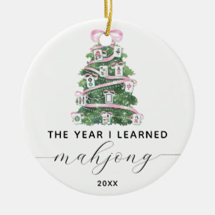 Year I Learned Mahjong Crew Player Name Mahj Club  Ceramic Tree Decoration