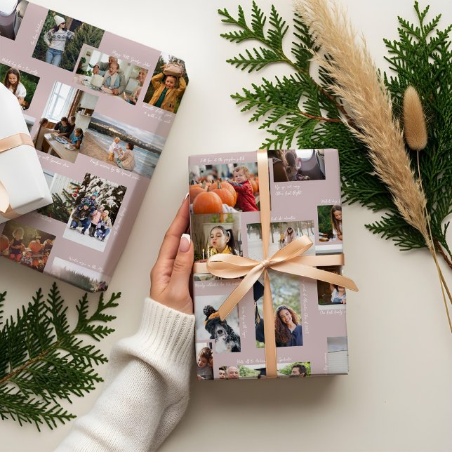 Year in Moments 25 Family Photo Collage & Captions Wrapping Paper Sheet (Year in Moments 25 Family Photo Collage & Captions Wrapping Paper Sheets)