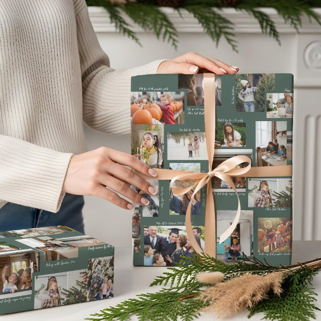 Year in Moments 25 Family Photo Collage & Captions Wrapping Paper Sheet (Year in Moments 25 Family Photo Collage & Captions Wrapping Paper Sheets)