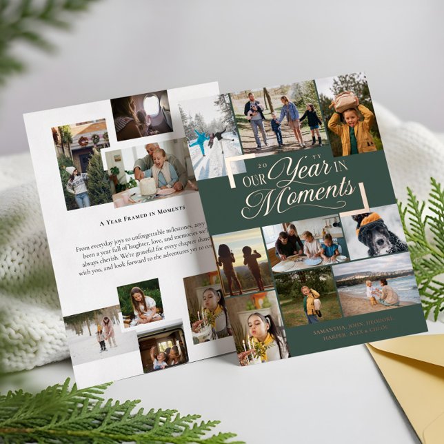 Year in Moments Family Photo Collage Christmas (Year in Moments Family Photo Collage Christmas Foil Holiday Card)