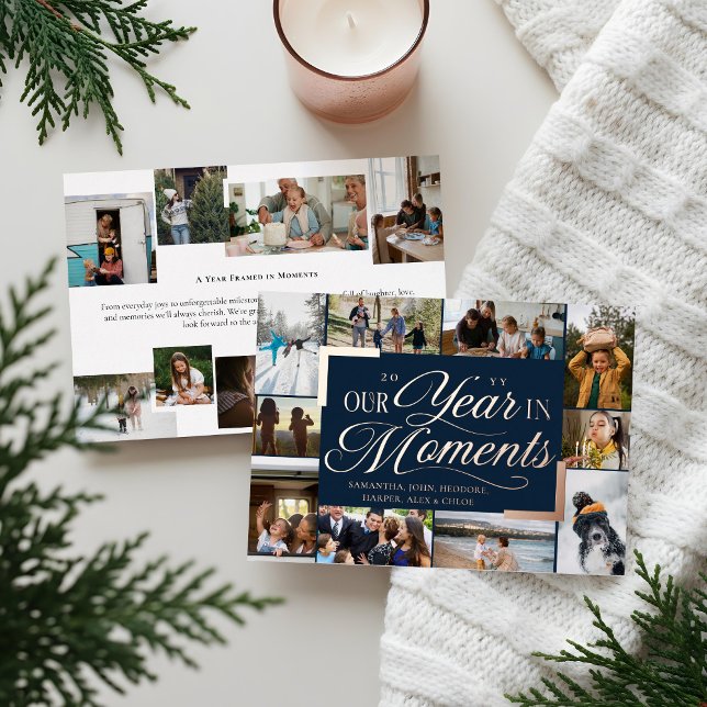 Year in Moments Family Photo Collage Christmas (Year in Moments Family Photo Collage Christmas Foil Holiday Card)