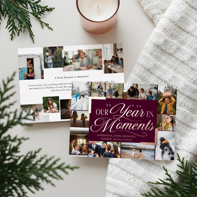 Year in Moments Family Photo Collage Christmas (Year in Moments Family Photo Collage Christmas Foil Holiday Card)