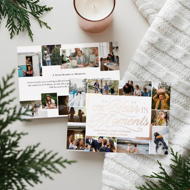Year in Moments Family Photo Collage Christmas (Year in Moments Family Photo Collage Christmas Foil Holiday Card)
