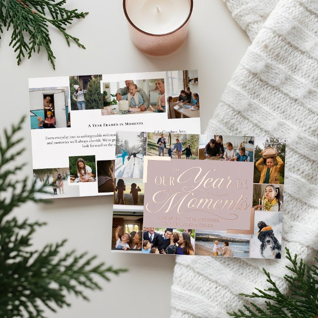 Year in Moments Family Photo Collage Christmas (Year in Moments Family Photo Collage Christmas Foil Holiday Card)