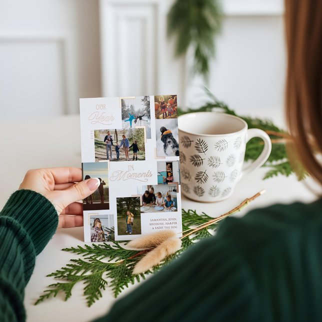 Year in Moments Family Photo Collage Christmas (Year in Moments Family Photo Collage Christmas Foil Holiday Card)