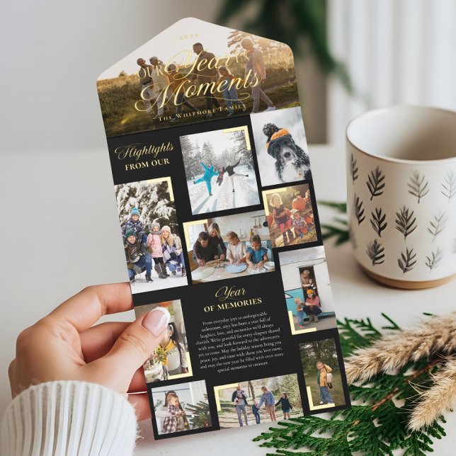 Year in Moments Family Photo Collage Christmas All In One Invitation (Year in Moments Family Photo Collage Christmas All In One Invitation)