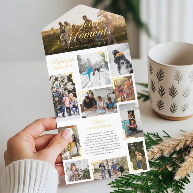 Year in Moments Family Photo Collage Christmas All In One Invitation (Year in Moments Family Photo Collage Christmas All In One Invitation)