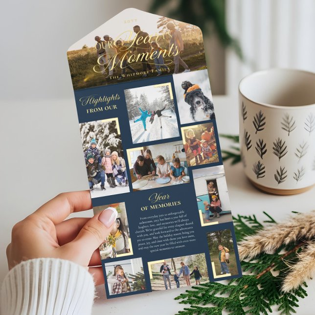 Year in Moments Family Photo Collage Christmas All In One Invitation (Year in Moments Family Photo Collage Christmas All In One Invitation)
