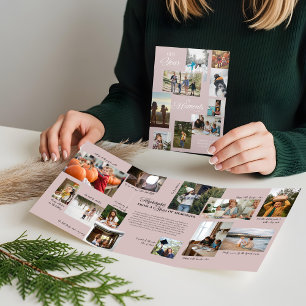Year in Moments Family Photo Collage Christmas Tri-Fold Holiday Card