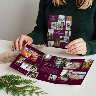Year in Moments Family Photo Collage Christmas Tri-Fold Holiday Card