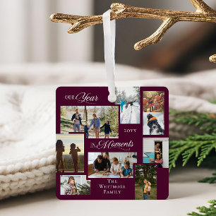 Year in Moments Family Photo Collage Keepsake Gift Metal Tree Decoration