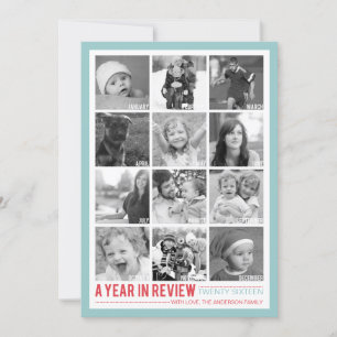 Year in Review 12 Photo Collage Holiday Photocard Card