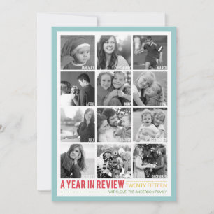 Year in Review 12 Photo Collage Holiday Photocard Card