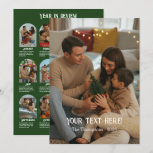 Year in Review 12 Photo Family Holiday Card
