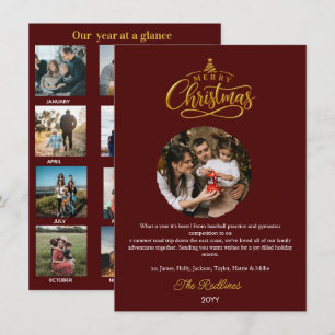 Year in Review at a What a year Dark Burgundy Holiday Card