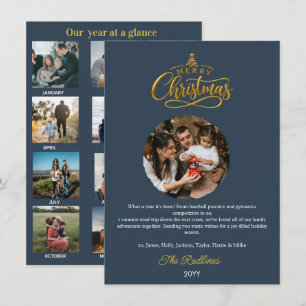 Year in Review at a What a year Slate blue Holiday Card