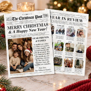 Year in Review Card, Custom Christmas Newspaper Holiday Card