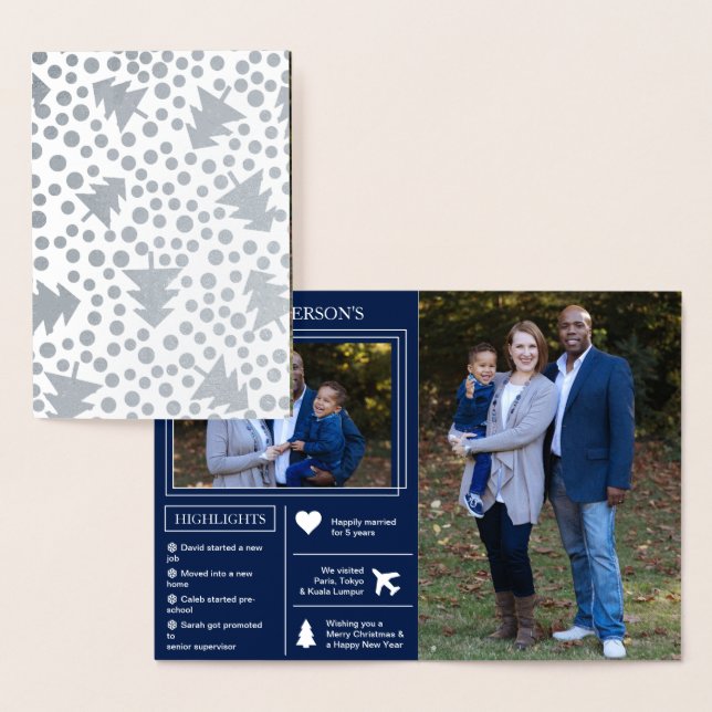 Year in Review | Christmas Infographic Holiday Foil Card (Display)