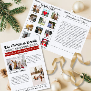Year In Review Christmas Newspaper Multi Photo Holiday Card