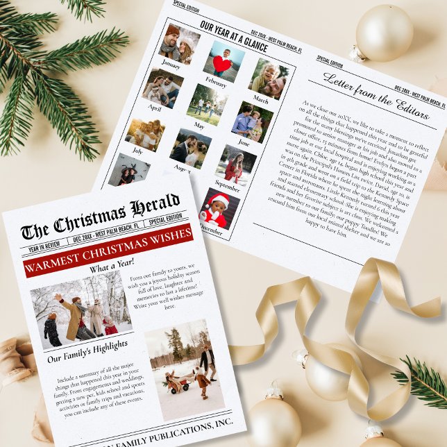 Year In Review Christmas Newspaper Multi Photo Holiday Card (Creator Uploaded)