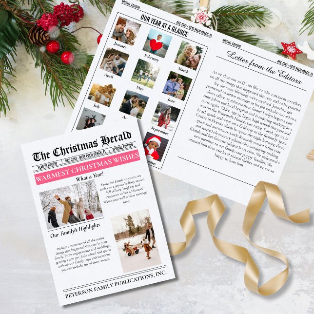 Year In Review Christmas Newspaper Multi Photo Holiday Card (Creator Uploaded)