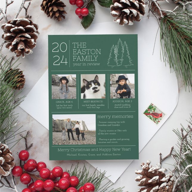 Year in Review Family Christmas Photo Cards (year in review Christmas card)