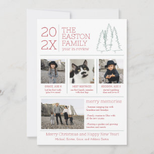 Year in Review Family Christmas Photo Cards
