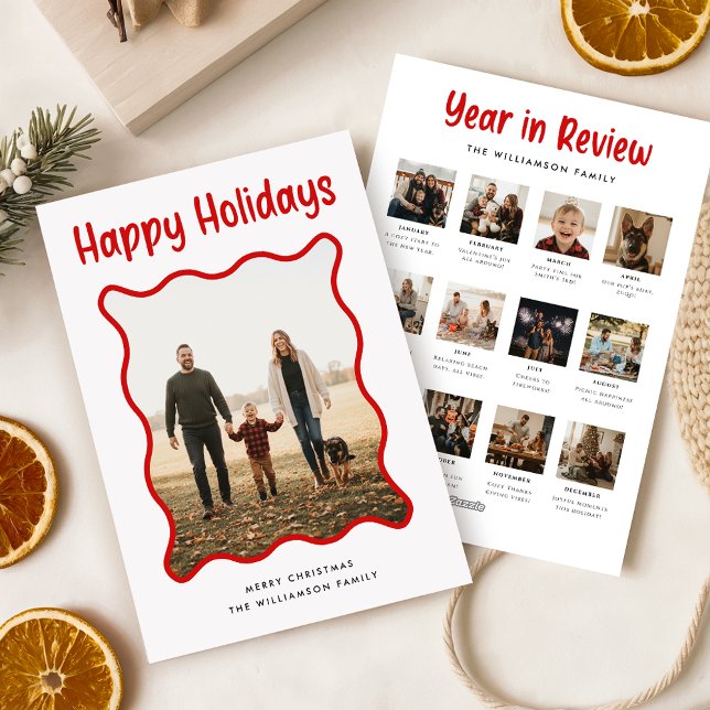 Year in Review Family Pet Photo Collage Christmas Holiday Card (Creator Uploaded)