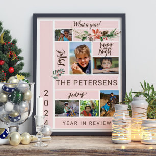 Year in Review Family Photo Collage Album Poster
