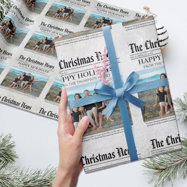 Year In Review Newspaper Personalised Christmas Wrapping Paper (Creator Uploaded)
