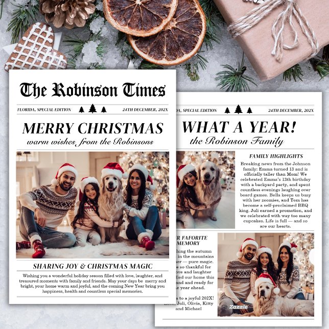 Year in Review Newspaper Unique Christmas Photo Holiday Card (Creator Uploaded)