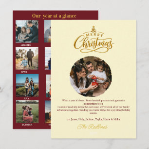 Year in Review ,What a year Deep Wine Red Holiday Card