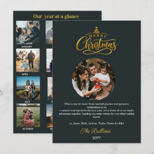 Year in Review ,What a year Near-Black Charcoal Holiday Card
