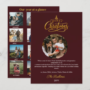 Year in Review ,What a year Very Dark Crimson Holiday Card