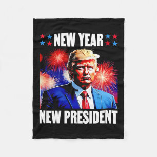 Year New President Trump 2024 Fleece Blanket