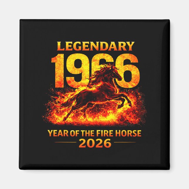Year Of 1966 Fire Horse 60th Birthday Magnet (Front)