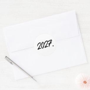 Year Of 2027 Paint Ink Brush Typography Classic Round Sticker