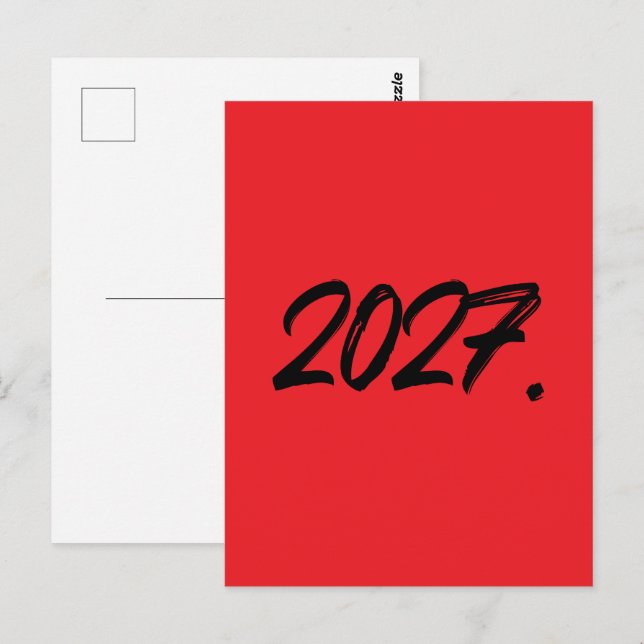 Year Of 2027 Paint Ink Brush Typography Postcard (Front/Back)