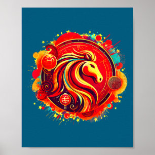 Year Of Horse 2026 Chinese Zodiac Lunar New Year  Poster