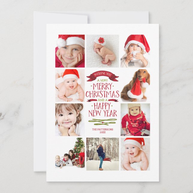 Year of Photos Merry Christmas Photo Collage Holiday Card (Front)