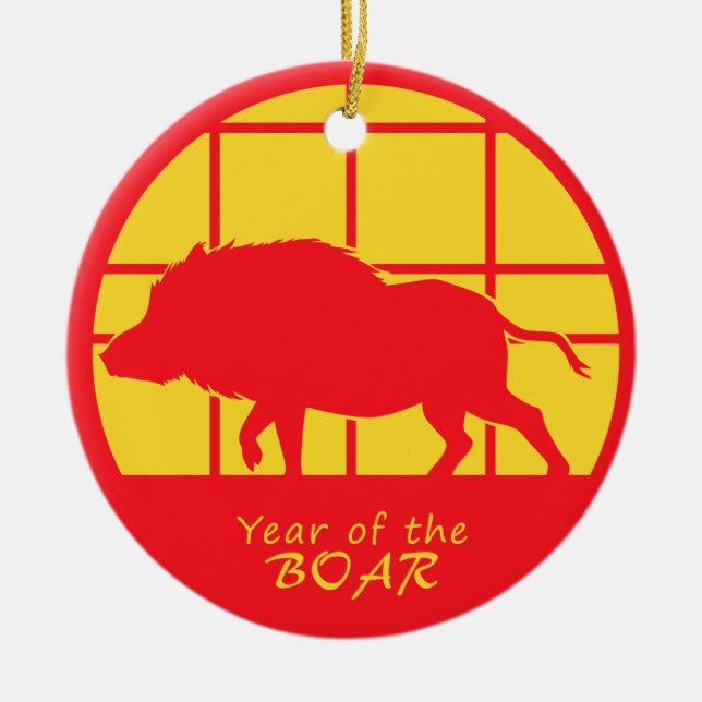 Year of the Boar Ceramic Tree Decoration (Front)